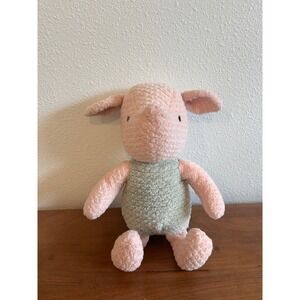 Vintage Disney Store Winnie the Pooh Piglet Plush Textured Pink Green Toy